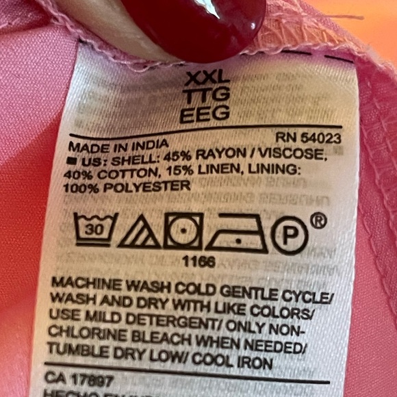 OLD NAVY Soft Pink Linen Chambray Cotton Blend Preppy Stripe Shirt Dress XXL NEW - Picture 9 of 12